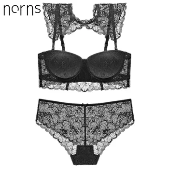 

Norns women Replaceable shoulder strap1/2 lace embroidery intimate bras transparent bra push up bra underwear