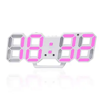 

3D Wall Clock Modern Digital LED Table Desktop Alarm Clock Nightlight Saat Wall Clock for Home Living Room Office 24 or 12 Hour