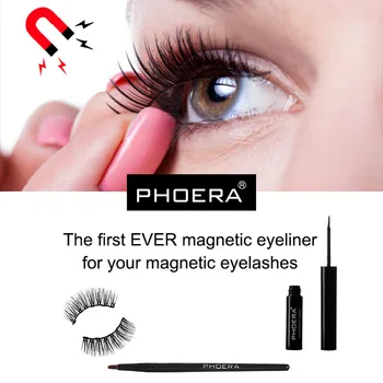 

Phoera Magnetic liquid Eyeliner with eyeliner magnetic Magnetic False Eyelashes Eyeliner Brush Kit gel delineador de ojos #0.7