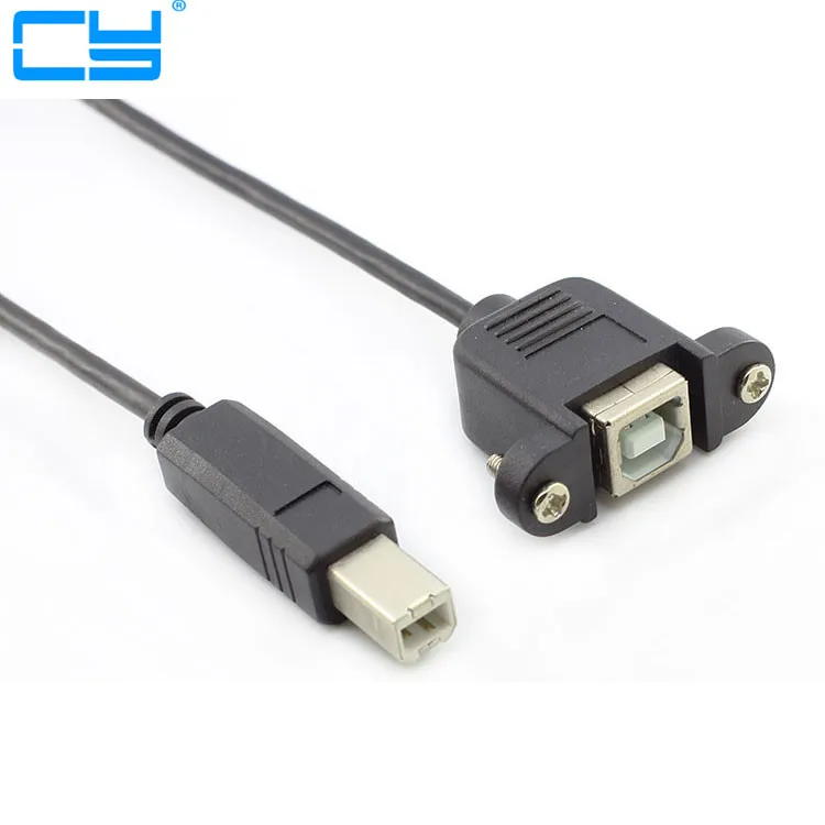 

Кабель-удлинитель для передачи данных USB 2.0 Тип B штекер-гнездо M/F Панельное крепление для кабеля принтера с отверстием для винта 30 см/1 фут