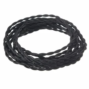 

8M 2*0.75mm Vintage Twisted Electrical Wire black Textile Cable Edison Vintage Lamp Cord Braided Retro Pendant Light Lamp Wire