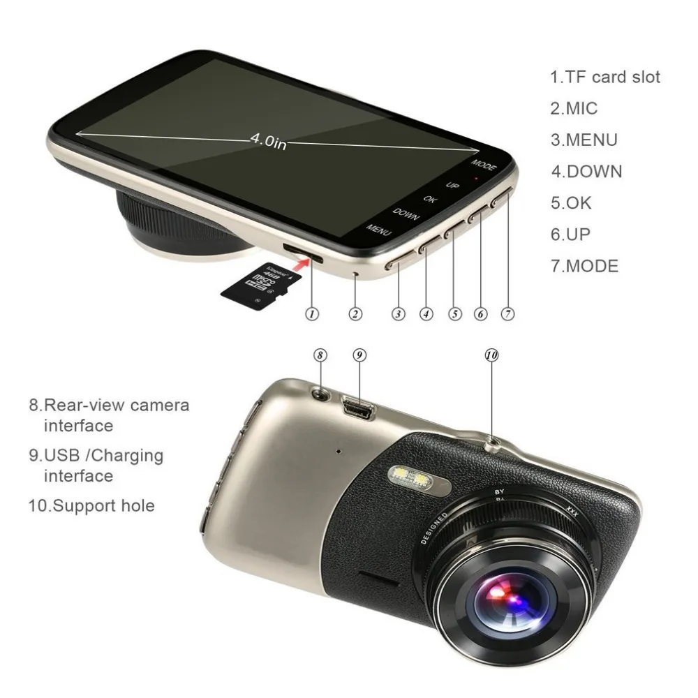  2017 New 4.0 Inch IPS Screen Car DVR Car Camera Dash Camera Full HD 1080P Video 170 Degree Dash Cam