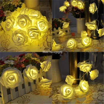 

40 LED Battery Operated Rose Flower String Lights Romantic Wedding Flash Lighting Decoration Lights Lamp