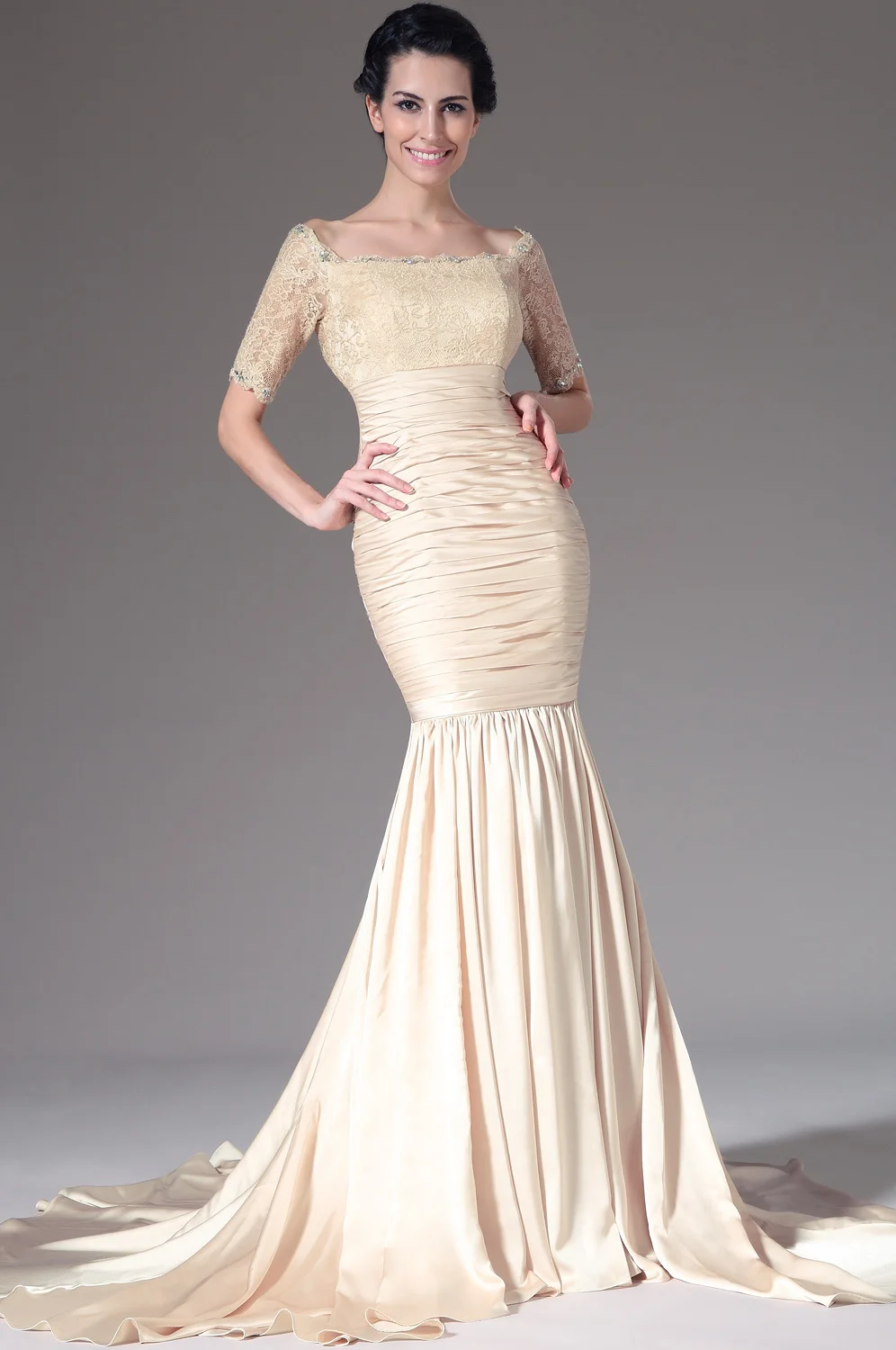 champagne mermaid evening gown