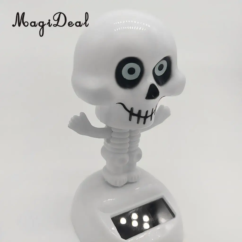 Solar Powered Dancing Skeleton Figure Bobble Head Toy, Halloween Party Ornament, Home Desk Decoration