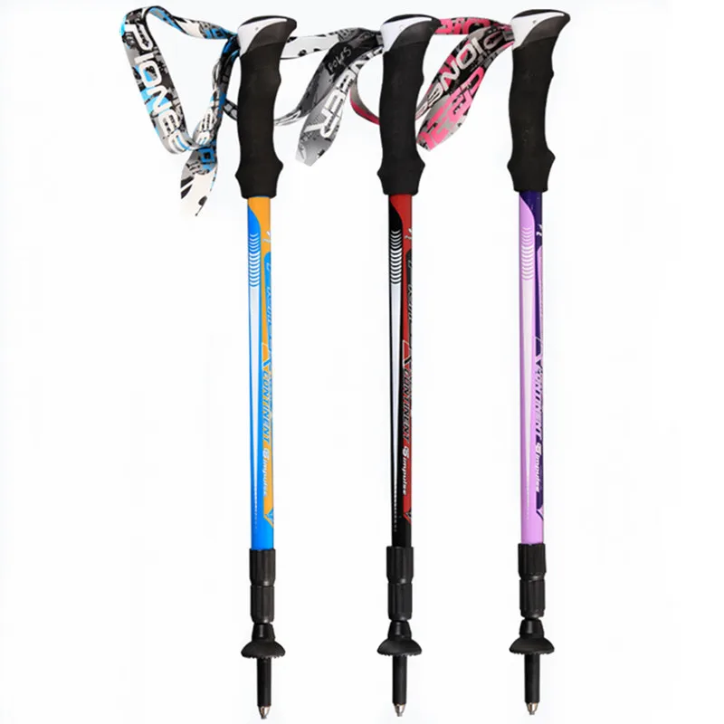 1 pc/pair PIOMEER de viaje al aire libre Camping ultraligero 3 colores Trekking senderismo de fibra de carbono palo Alpenstock Ultrashort Rod