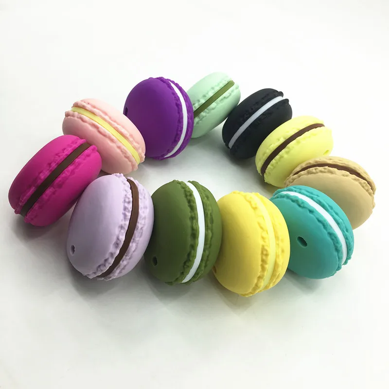 

2017NEW Macaroon pendant Silicone Teether Necklace ,BPA FREE Macaroon Silicone Chewing Teether Pendant Macaroon Teether toys
