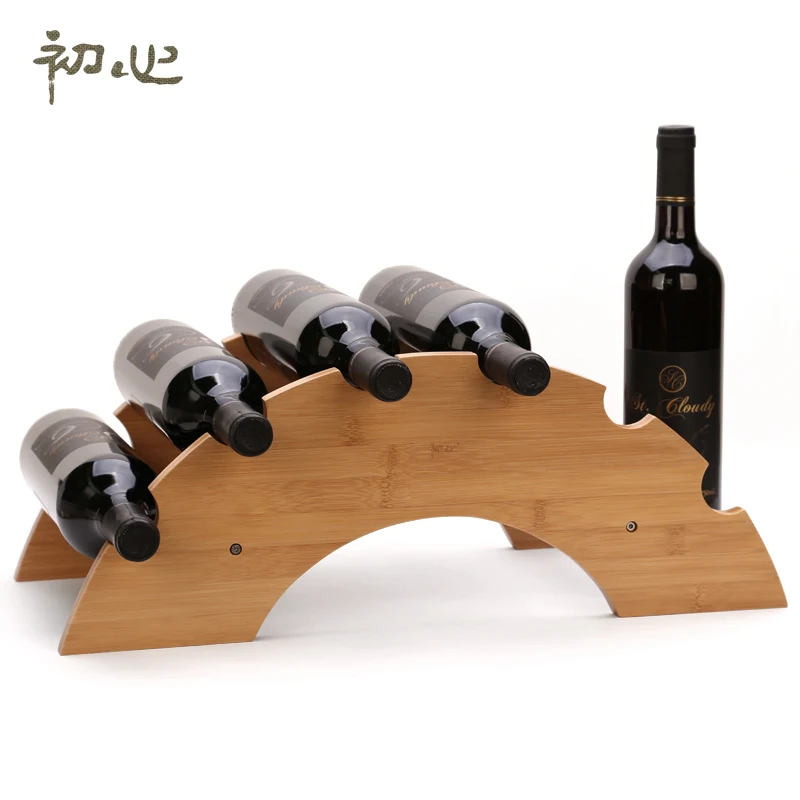 High Quality Vintage Wooden Wine Racks 5 Bottle Red Wine Holder Bamboo