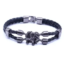 VOQ シンプルな韓国スタイル象チャームブレスレット男性リストバンド接続革ブレスレットヴィンテージジュエリー(China)
