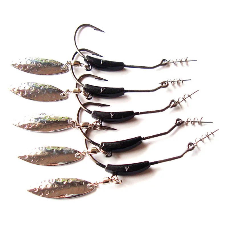 

4pcs/Lot Peche Soft Lure Hook Bladed Swimbait Hook 2g/4g/7g Lead Jig Head Roated Spoon Lure Fishing Accessories