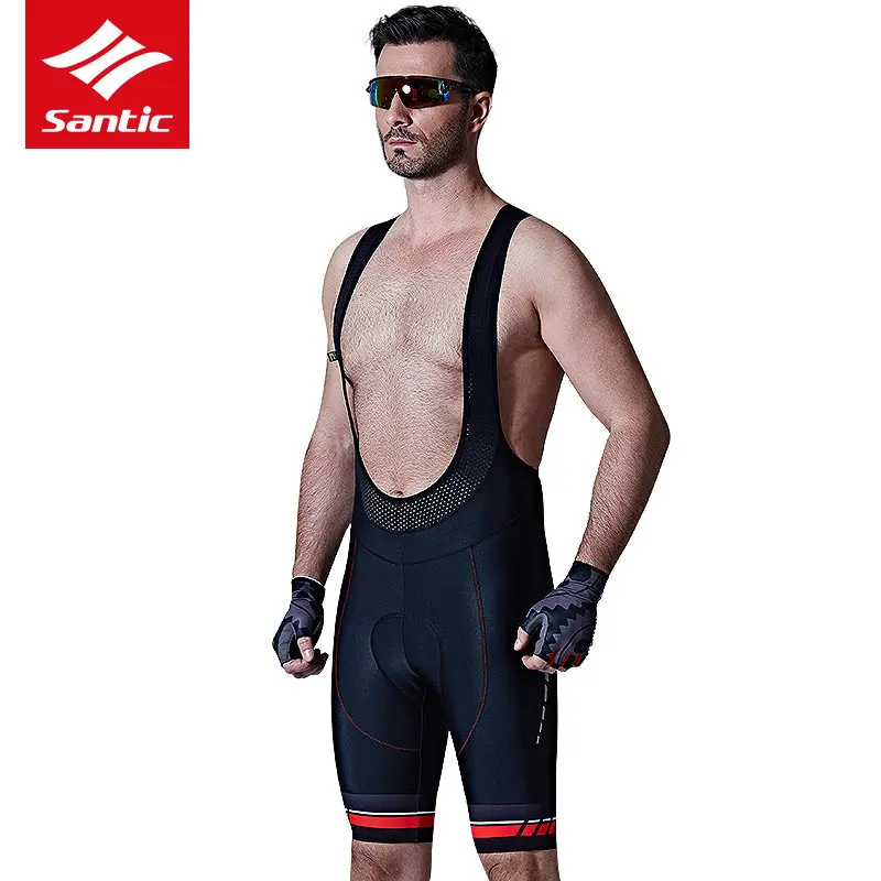 

Santic Men Cycling Padded Bib Shorts Pro fit 4D Padded Breathable Italian MITI TAVALOR Fabric Cycling Clothing Summer 2019