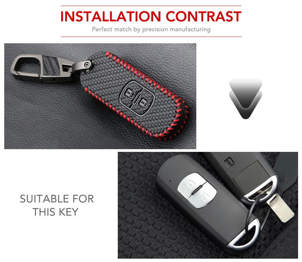 Углеродное волокно Стиль кожаный чехол для автомобильных ключей, чехол для Mazda 2 3 5 6 8 Atenza CX5 CX-7 CX-9 MX-5 RX Smart 2 кнопки ключ чехол в виде ракушки