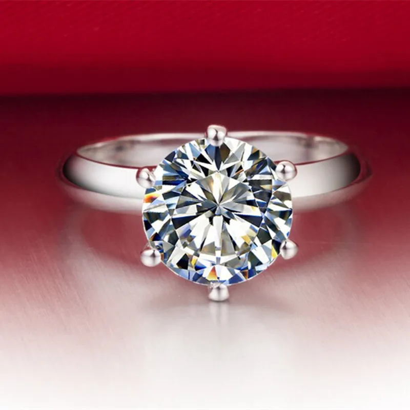 Новое Классическое синтетическое кольцо Sona Solitaire, 1 карат, женские обручальные кольца, ювелирные изделия из стерлингового серебра 925 пробы, обручение обет, кольцо для влюбленных