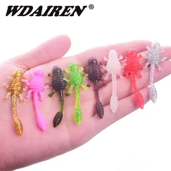 

10Pcs/lot Fishing Lures Soft Lure Pesca Silicone salt shrimp odor Bait 50mm/1.15g Crazy Flapper Carp Wobblers For Fishing Tackle