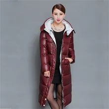 Зимняя высококачественная белая куртка на утином пуху, пальто, европейская свободная утолщенная куртка с капюшоном средней длины размера плюс, женская одежда BH067