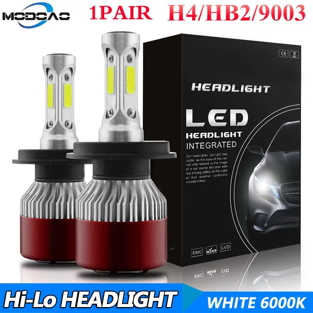 

6000K H4 LED Auto S2 Car Headlight Bulbs 144W 14400LM 4-Side Kit Low Beam Bulbs High Power 360 degree