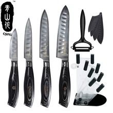 

Qing Brand 3" 4" 5" 6" Damascus Knife 67 Layers Japanese VG10 Damascus Steel Kitchen Knife Set Acrylic Knife Holder Black Peeler