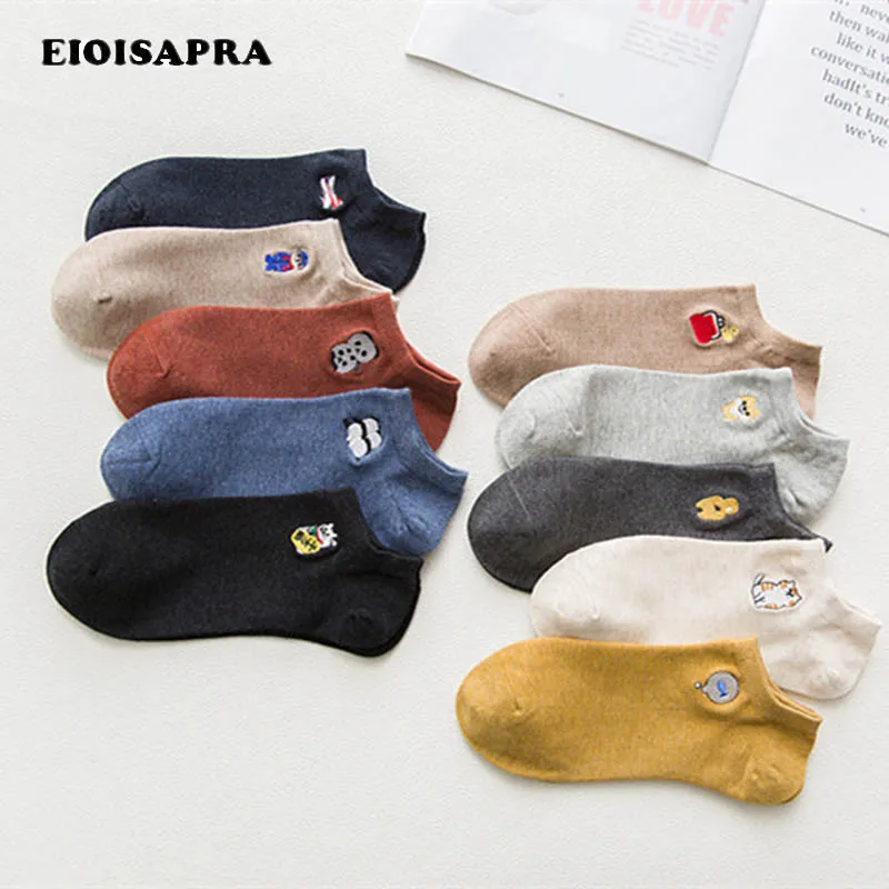 

[EIOISAPRA]Spring/Summer New Product Funny Hip Hop Embroidery Lovers Socks Men Women 10 Color Breathable Casual Cotton Meias Sox