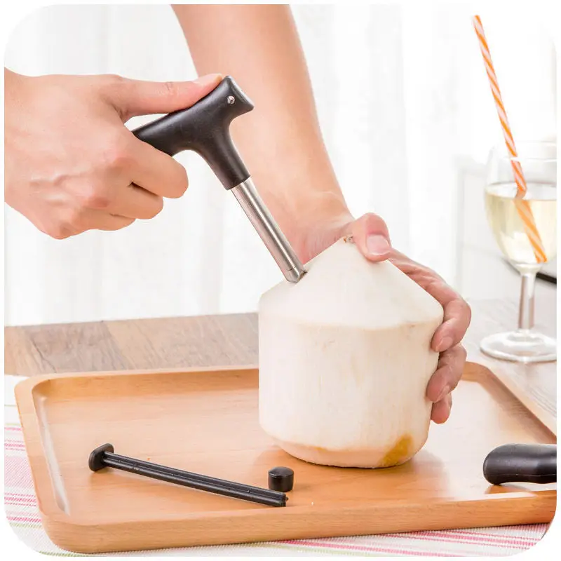 

1PC Black Coconut Opener Tool Coco Water Punch Tap Drill Straw Open Hole Cut Gift Fruit Openers Tools Kitchen Gadgets U3