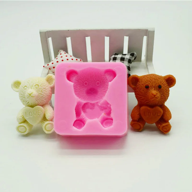 

3D Cute Cartoon Teddy Bear Shape Silicone Fondant Mold Cake Soap Mold Mould Handmade Soap DIY Cake Decora F077