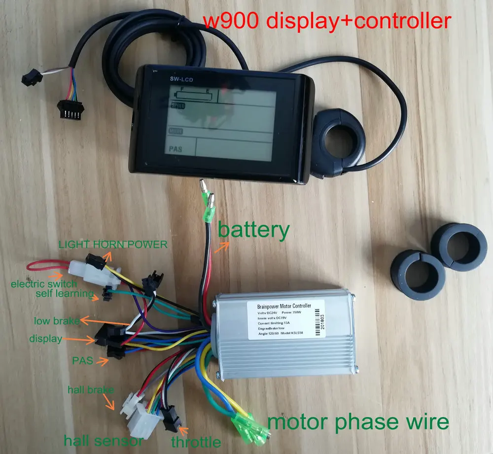 

big size screen LCD display W900& controller 24v36v48v60v 250W350W for electric bike scooter MTB moped dashboard speedometer