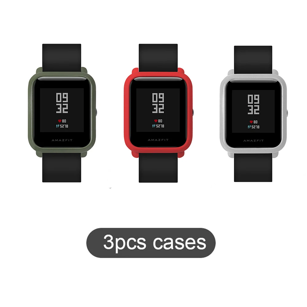 

SIKAI 3 Pcs New Original Watch Case Movement PC Protective Case For Xiaomi Huami Amazfit Bip Youth Colorful PC Watch Cases