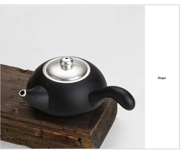 230 мл винтажный ручной работы японский дзен сторона рукоятки чайник керамическая керамика Металл Чистый 999 серебро чайник здоровье чайный набор кунг-фу