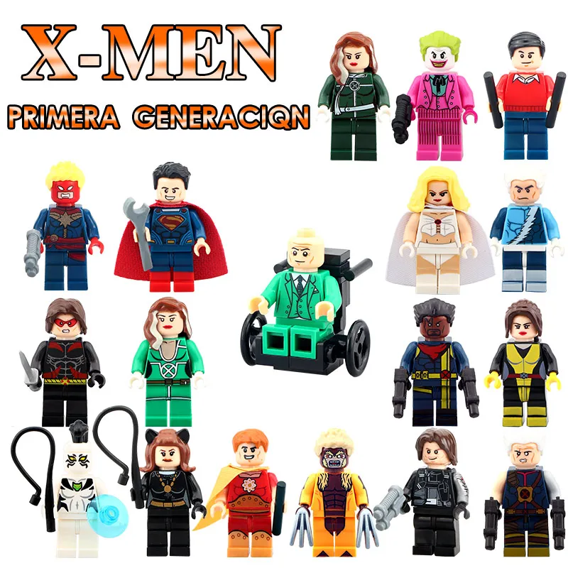 100 шт./лот, акция, DC Marvel, Супергерой, Супермен, Джокер, женщина-кошка, X-men, проф. X, с инвалидной коляской, lgy, блоки, Подарочные игрушки