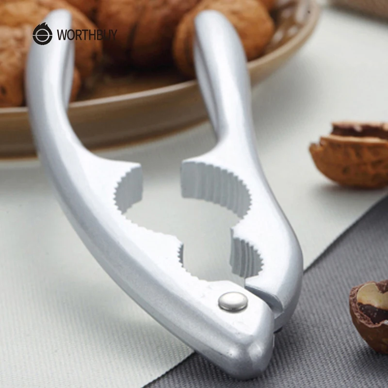 WORTHBUY Creative Aluminium Alloy Walnut Nut Crackers Non-slip Thickened Handle Nutcracker Sheller Opener Kitchen Accessories