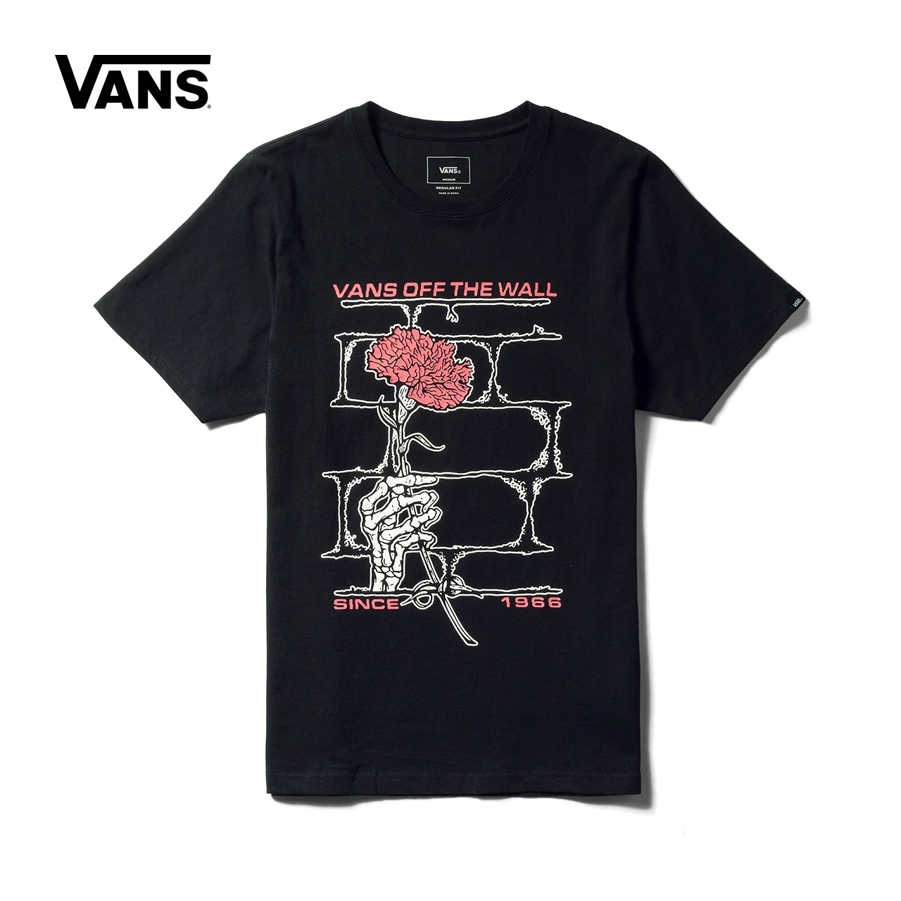 

Original New Arrival Vans Men's Skateboarding T-Shirt OTW Logo Cotton O-neck Tops Short Sleeve Tees Breathable VN0A3DE7WHT/BLK