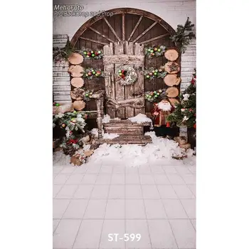 

Xmas Street Wood Door Coastal backdrop Vinyl cloth High quality Computer printed wall photo studio background