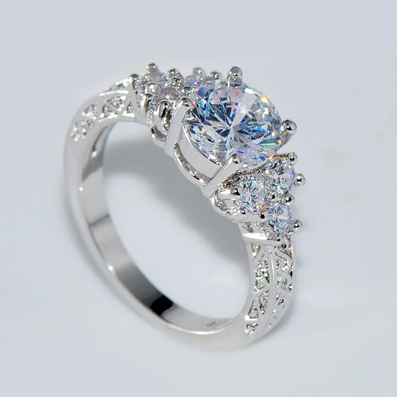 Romantic Lovely Natural Birthstone in Bridal Princess Wedding Engagement Ring Size 6 7 8 9 10