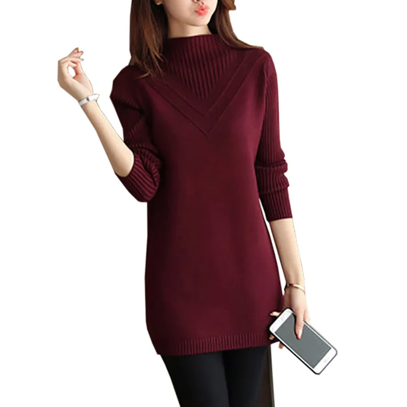 Women Half-high collar Winter Sweater Women 2018 Medium length Knitted Women Sweaters And Pullovers Female Jumper Tricot Tops LT Women Half-high collar Winter Sweater Women 2018 Medium length Knitted Women Sweaters And Pullovers Female Jumper Tricot Tops LT