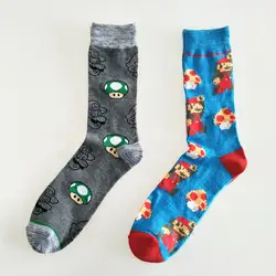 Мультфильм Супер Марио принт носки гриб Мода персональная Новинка мужские носки комфорт пот абсорбент счастливый хлопок экипажа носки