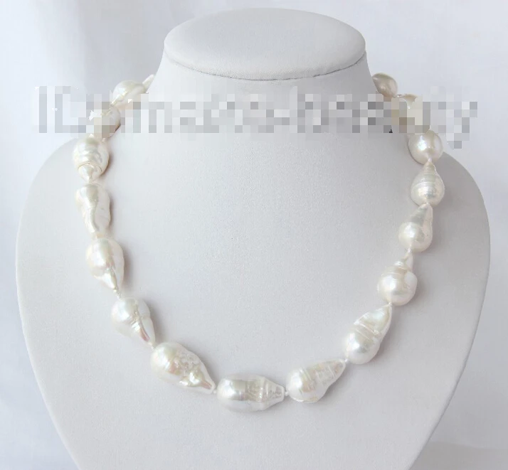 

shipping big 28mm baroque white keshi reborn freshwater cultured pearl necklace h1926