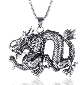 

charming Retro Punk Gothic Metrosexual Silver kylin dance dragon skull Necklace Pendant