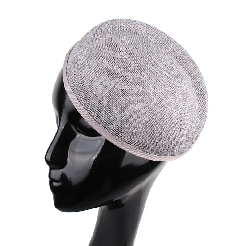 Light blue 16*19CM imitation sinamay fascinators base DIY hair accessories cocktail headwear bridal millinery gril wedding hat - Color: Gray