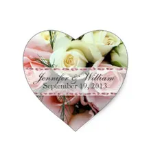 3,8 см розовый и белый розы на заказ Свадебная наклейка