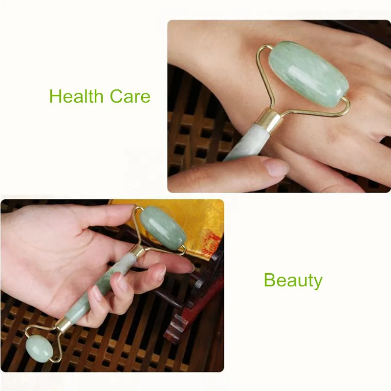 Roller Face Thin massager Natural stone Jade Facial Double Head Beauty Massage Slim Neck Body Relaxation Lift Tools