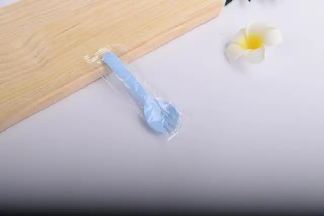 10Pcs Disposable Small Spork Plastic Fork Spoon Dessert Icecream Cake Fast Food Restaurant Wedding Party Birthday Fork Spoon individual-blue