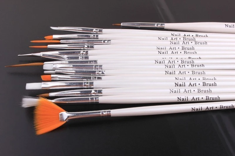 15pcset Nail Styling Tools Acrylic Brushes Kit For Manicure Kolinsky Professional Gel Nail Art White Handle Design Painting Pen-3