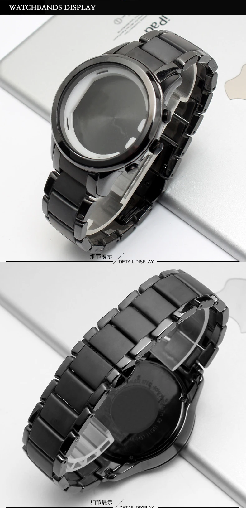 Керамика 22 мм ремешок для часов fit AR1452 ремешок для часов и корпус часов для джентльмена и Леди Браслеты с пряжкой из нержавеющей стали +