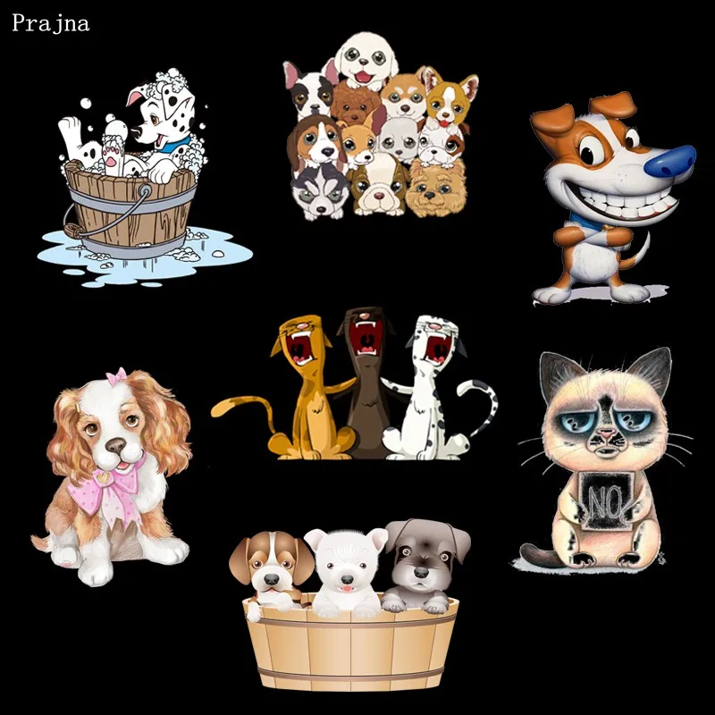 

Prajna Milk Dog Thermal Heat Transfers Puppy Singing Gog Girl Clothing Patches DIY Baby Dress Ornaments Stripe On Clothes Decor