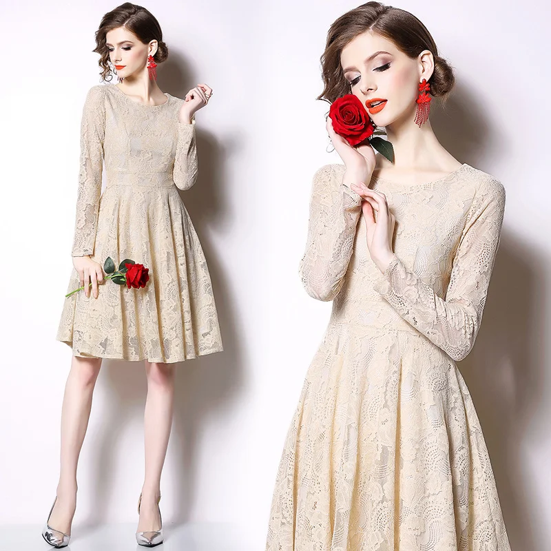 

Women's new lace slim elegant dress high-end fashion party dress
