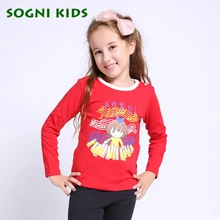 SOGNI ДЕТИ С Длинным Рукавом Мультфильм Футболка Девочка Ронд Шеи Tee Малыша Девушка Хлопок Одежда 2016 Мода Новый Год Футболки