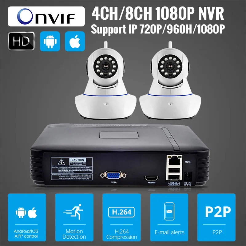 

KERUI CCTV Surveillance Camera System 4CH NVR Kit Onvif 720P Security Camera System HD IP Camera Video Surveillance System