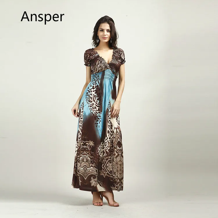 2017 Summer female leopard Sundress Women V-neck Long Dresses Beach Maxi Dress Female Sexy longo Vestidos robe longue femme womens-long-maxi-dresses : image 2017 Summer female leopard Sundress Women V-neck Long Dresses Beach Maxi Dress Female Sexy longo Vestidos robe longue femme womens-long-maxi-dresses