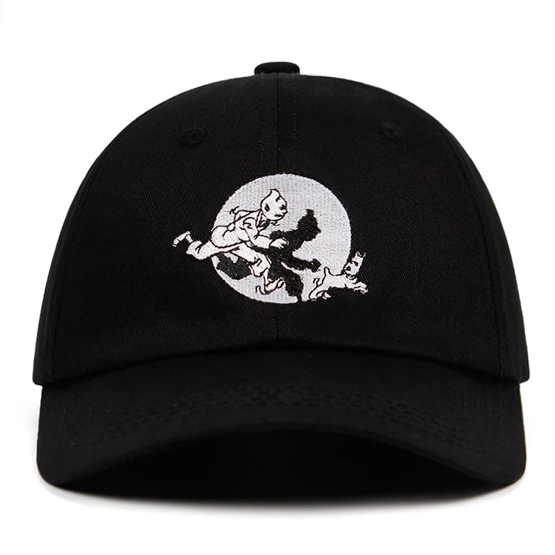 

Tintin Dad hat Embroidered 100% Cotton Baseball Cap Custom Black Strap Back Unisex Adjustable tin tin Snapback Men Hats