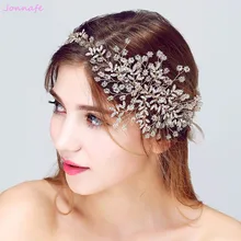 Jonnafe Tiny Beaded Blossoms Tiara Wedding Headpiece Hair Vine Accessories Gold Bridal Headband Handmade Women Hair Jewelry