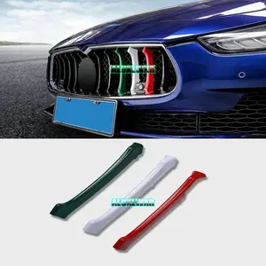 DIYUCAR Car Styling Tricolor Front Grille Decoration Strips ABS Exterior Cover Trim Sticker For Ghibli 2014-2017 Car Accessory DIYUCAR Car Styling Tricolor Front Grille Decoration Strips ABS Exterior Cover Trim Sticker For Ghibli 2014-2017 Car Accessory